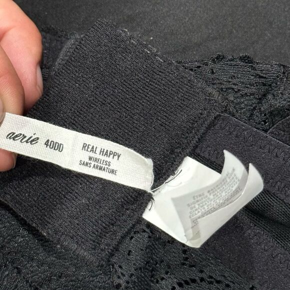 Aerie Real Happy Wireless Black Lace Bra Women’s 40DD - Picture 2 of 5